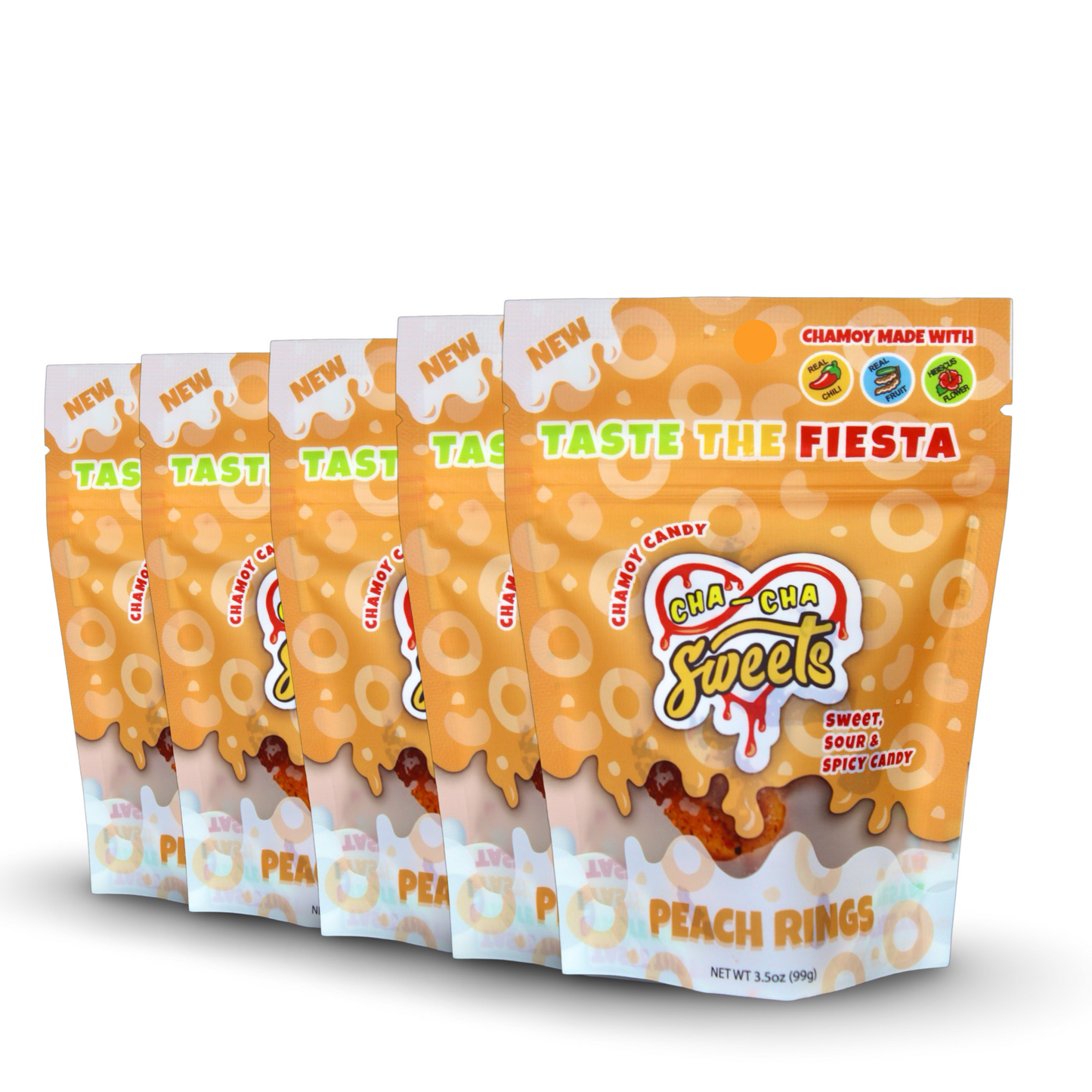 NEW PEACH RINGS 5 Pack - 3.5oz