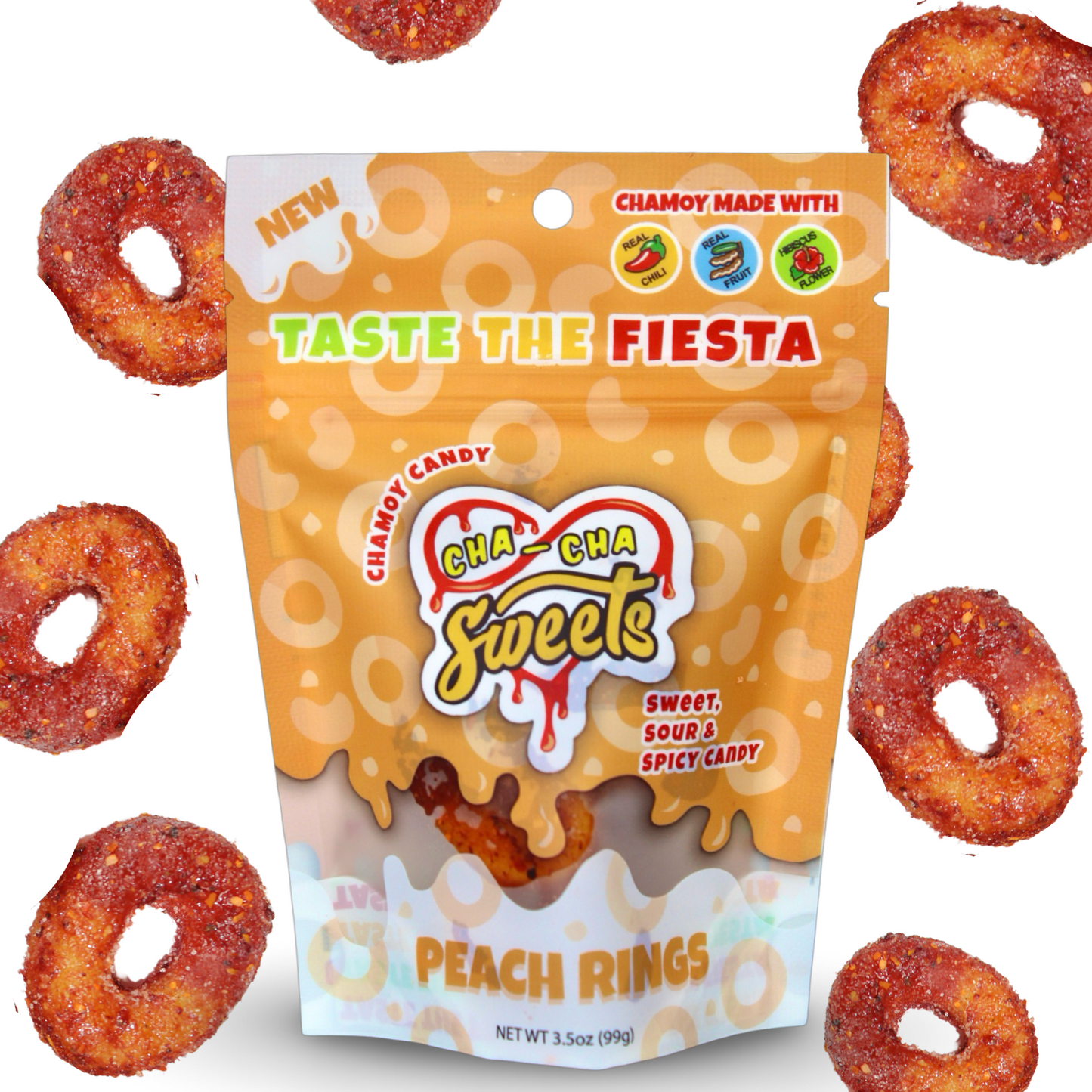 NEW PEACH RINGS 5 Pack - 3.5oz