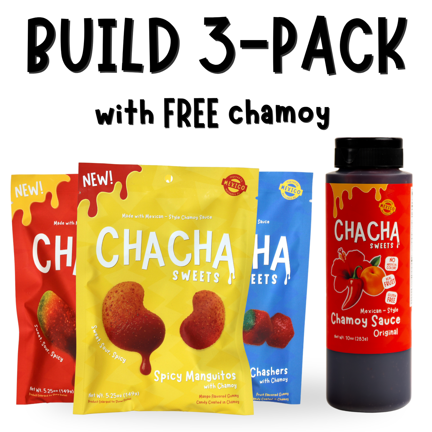 Build 3 Pack with FREE CHAMOY BOTTLE