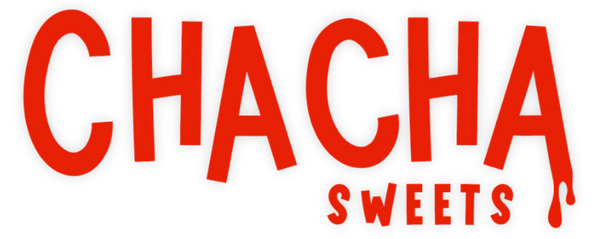 Red 'CHACHA SWEETS' logo on a white background